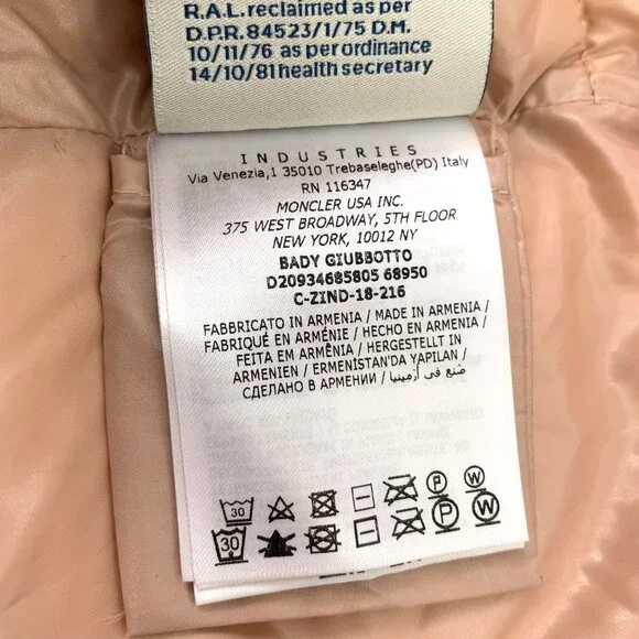 Moncler Bady Nude Hooded Quilted Down Jacket With Logo Patch & Zippered Pockets